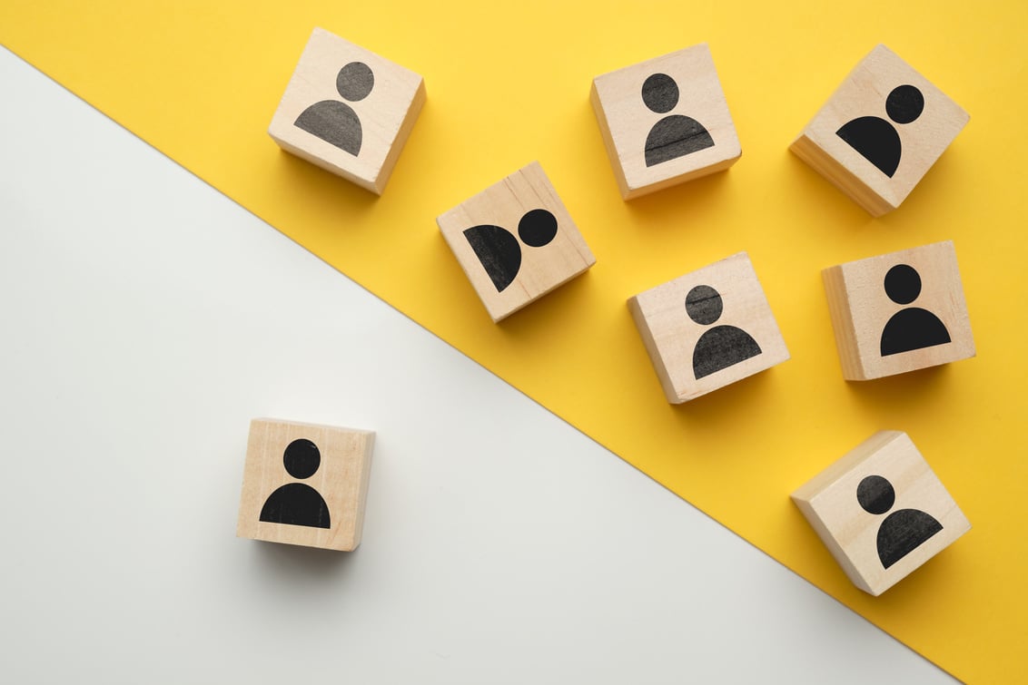 The concept of training staff, employees - wooden blocks with abstract people.