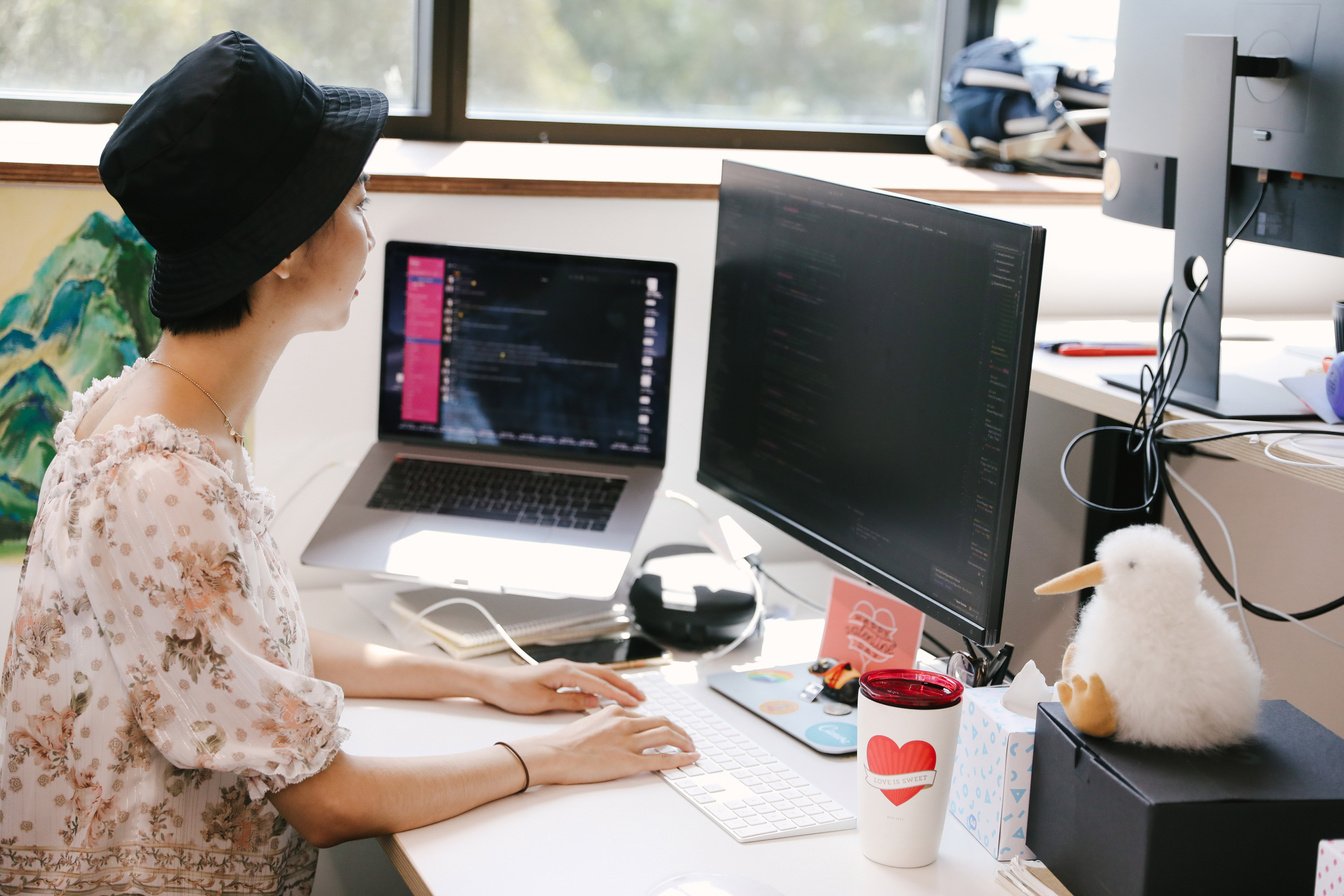 Woman using computer in the office